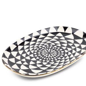 Thyme & Table Stoneware Oval Serve Platter, Medallion 17 x 11 HTF  New!